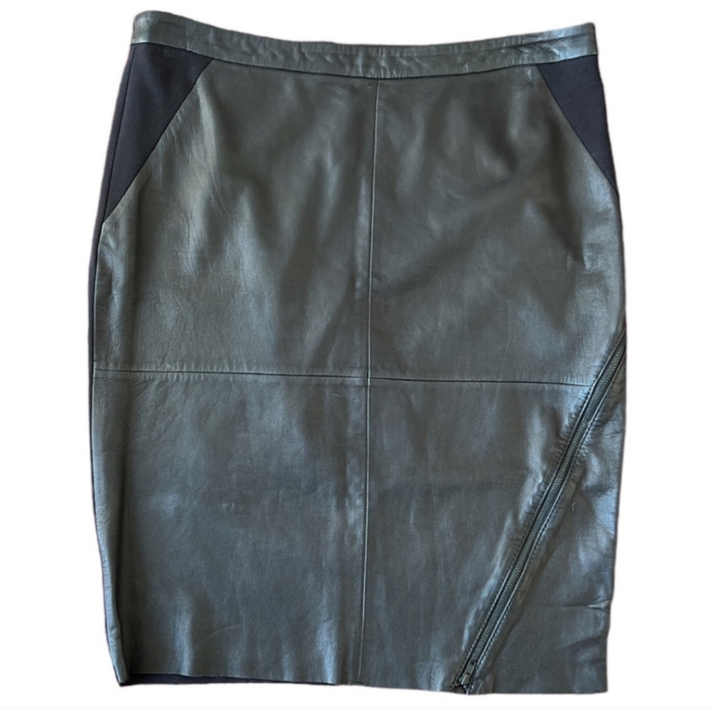 Trouve black leather pencil skirt zipper detail
